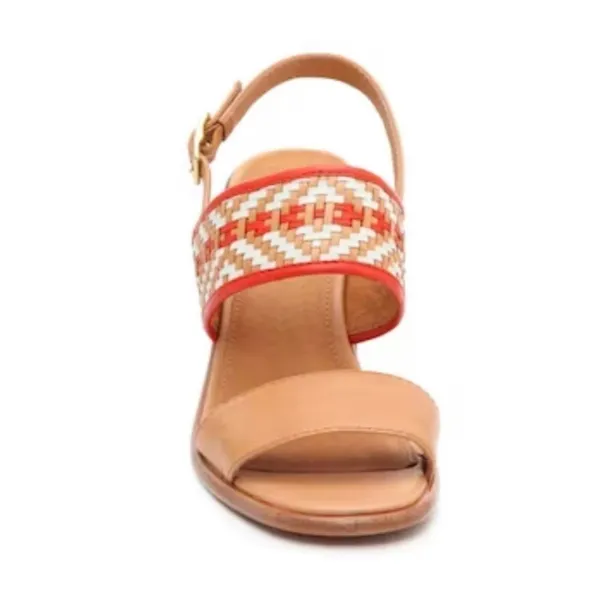 Frye Sandals Size 8 Tan Open Toe Braided Leather Amy Ankle Strap Block Heel - Image 2