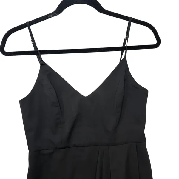 Lulus Black V Neck Spaghetti Strap Draped Midi evening Party elegant‎ Dress S - Image 4