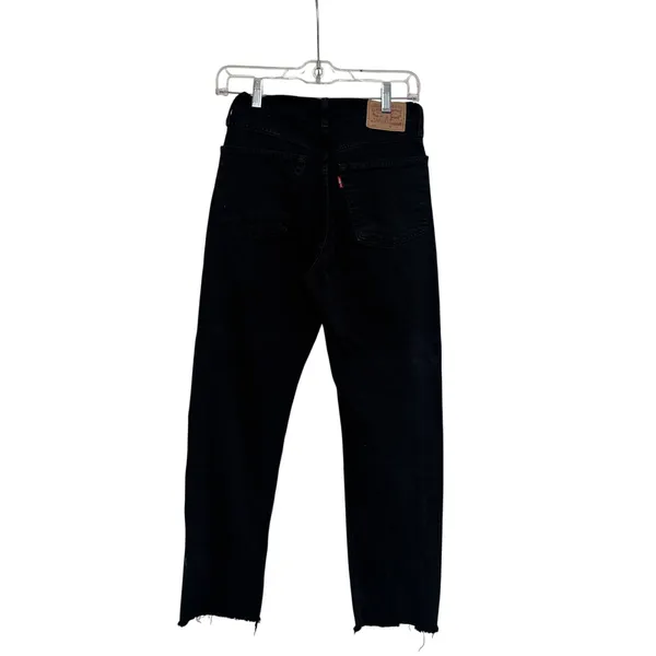 Levi's Black Denim Jeans W25 L30 Button Fly Raw Hem - Image 8