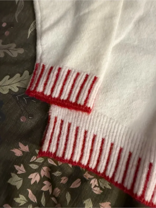 Mud Pie White Crewneck Sweater with Red Bow Detail - Image 5