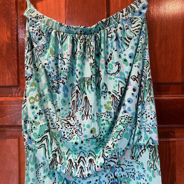 Lilly Pulitzer Size Small Morada‎ Maxi Dress Shorely Blue Strapless Animal Print - Image 6