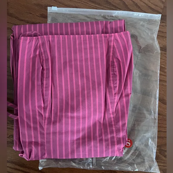 Pistola Sadee Open Back Midi Dress Magenta Pink Stripe Cotton Summer Sundress L - Image 7