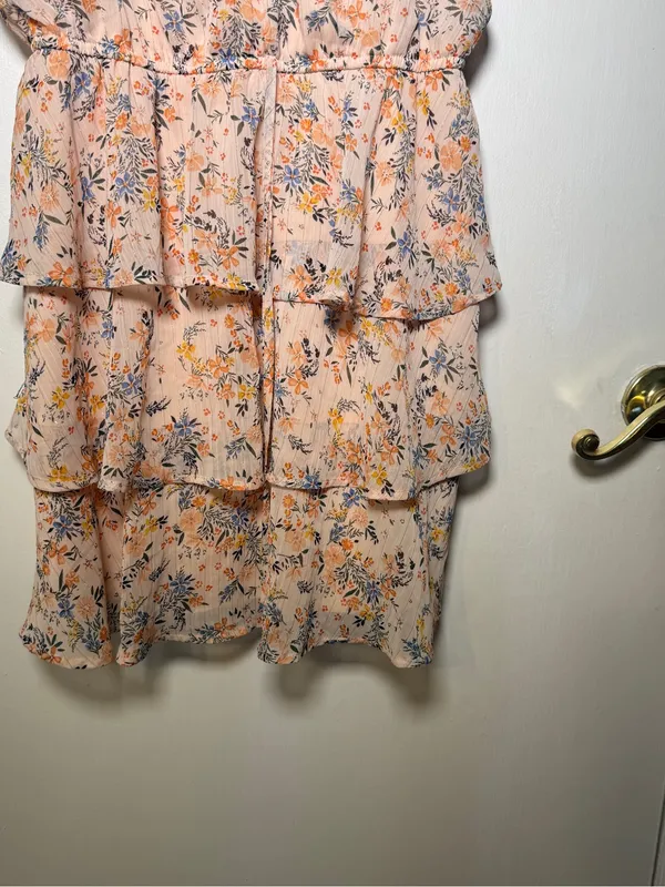 Trixxi Tiered Floral Spaghetti Strap Dress - Peach Floral Large - Image 2