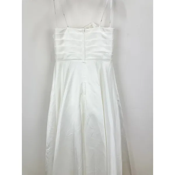 Lulus Khalida White Satin Pleated Strapless Gown Wedding Formal A Line Small NWT - Image 10