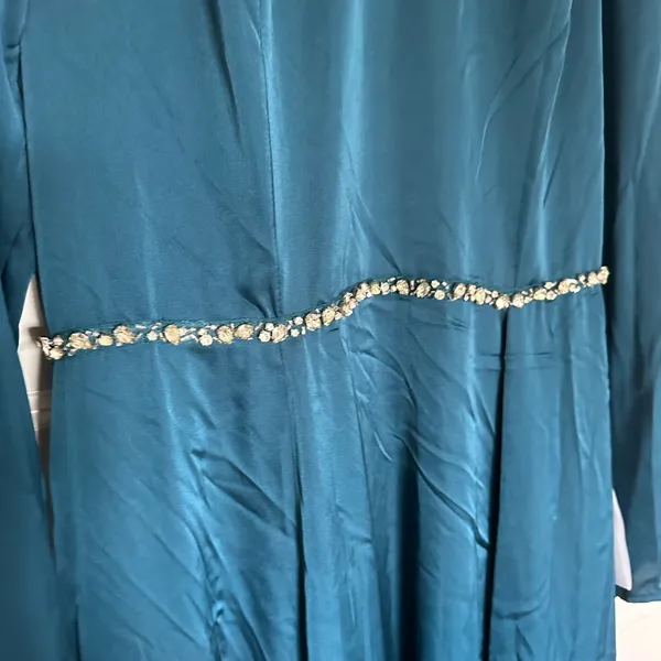 Ieena for Mac Duggal Sapphire Long Sleeve Jewel Trimmed Charmeuse Gown- NWT‎ - Image 7