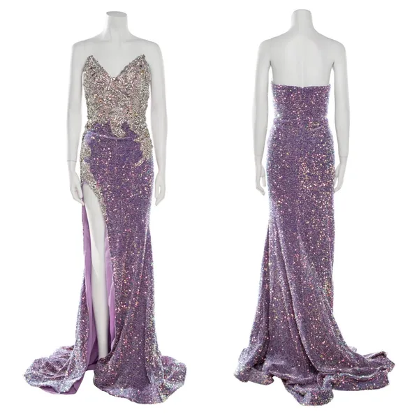 Portia‎ & Scarlett Womens Lavender Sequin Rhinestone Glam Prom Pageant Gown 20 - Image 4