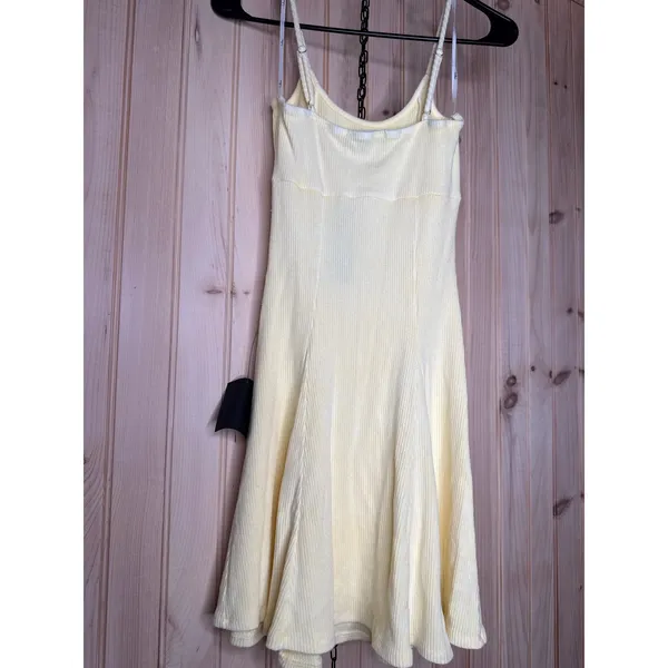 NWT Lulus Simply Pretty Washed Yellow Ribbed Pleated Sleeveless Mini Dress Sz M - Image 7