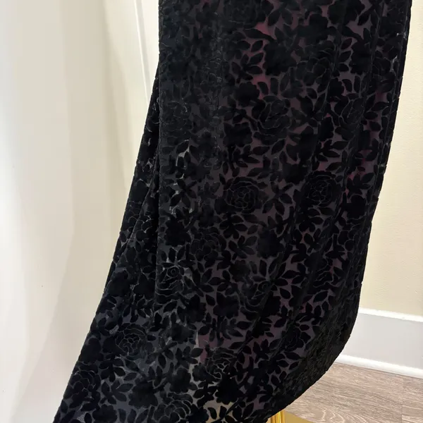 VTG 90s Roberta Black Red‎ Burnout Velvet Rose Maxi Dress Large Vampy Whimsigoth - Image 5