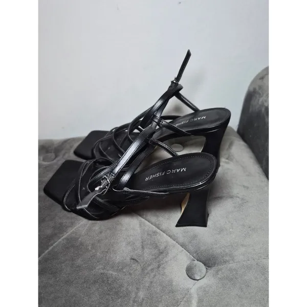 Marc Fisher Black Strappy Square-Toe Block Sandals 8M - Image 5