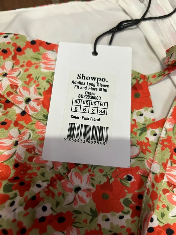 Showpo Adalina Long Sleeve Fit and Flare Mini Dress Floral Size 2 - Image 6