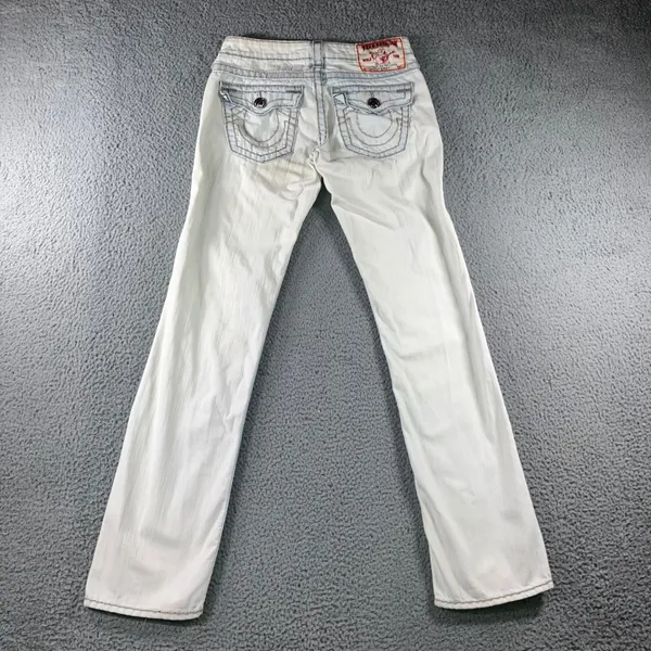 Vintage True Religion Billy Super T Jeans 27 Y2K Low Rise Flare Ice Blue 29x32.5 - Image 2
