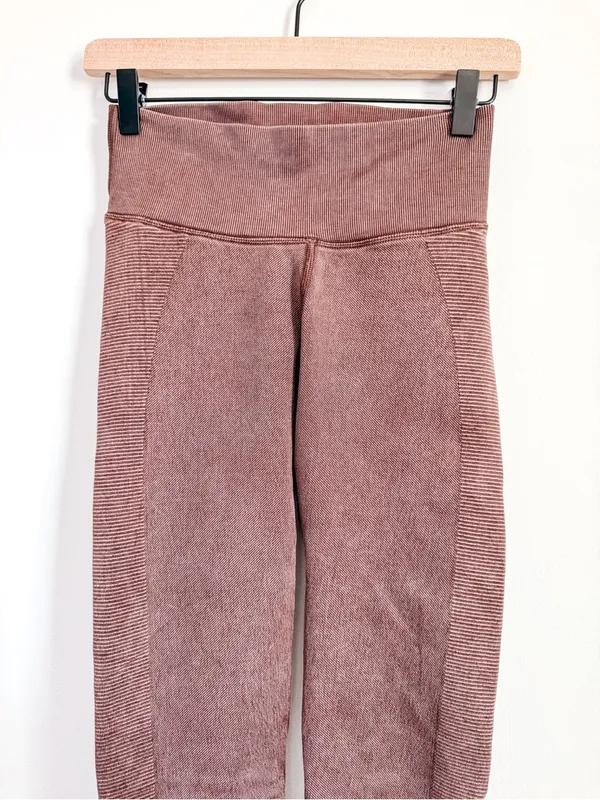Offline by Aerie High Rise Ribbed Panel Leggings Brown S/P Athleisure - Image 3