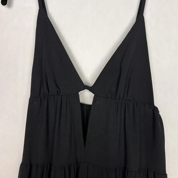 SHEIN Belle Plunging Neck Maxi Dress Womens Small Adjustable Straps Punk Peasant - Image 3