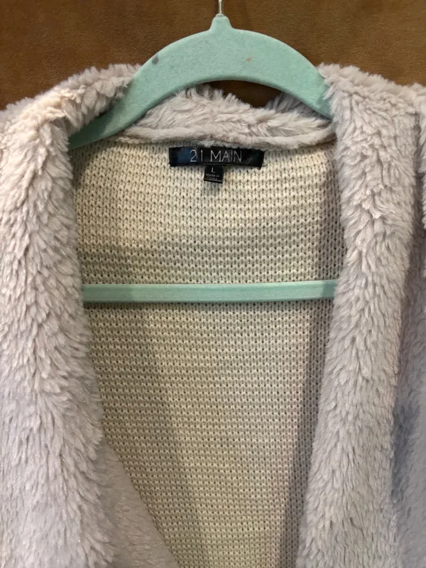21 main fuzzy sweater cardigan Gray Size L - Image 2