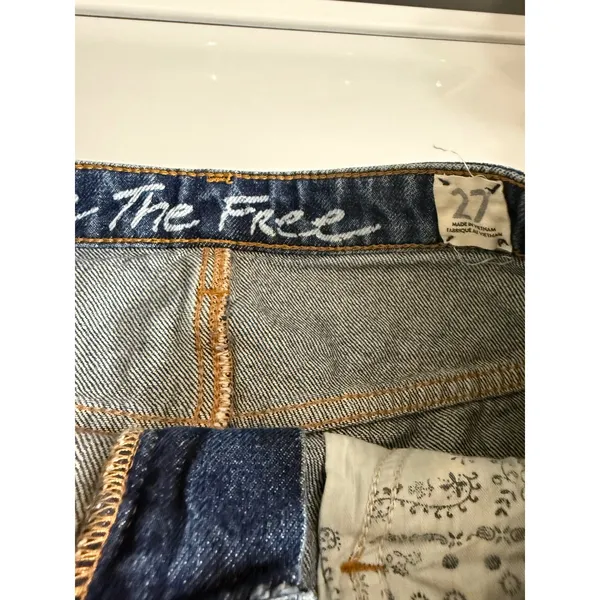 We The Free‎ Free People Bailey Fringe Denim Mini Skirt High Rise Blue 27 - Image 8