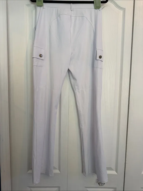 HALARA White Wide Leg Cargo Pants - Medium Regular - Image 3