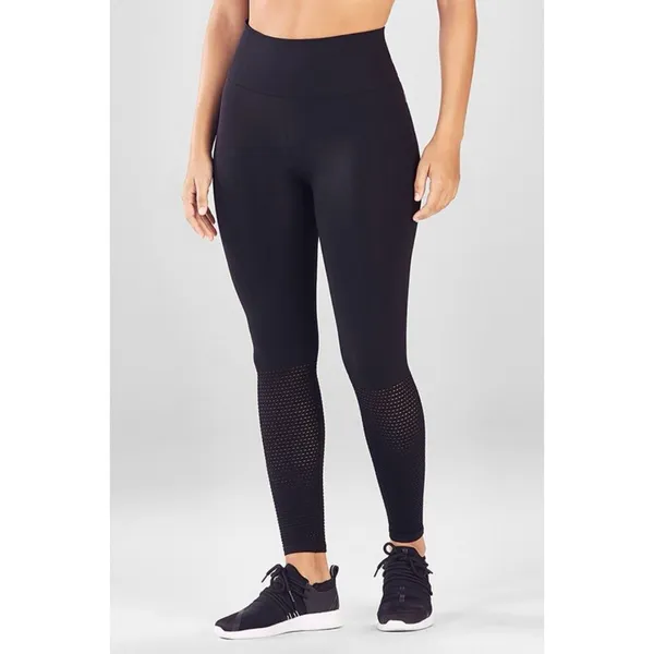 Fabletics Women’s High Waisted Seemless Black Leggings‎ Mesh Pattern Gym Size XL - Image 2