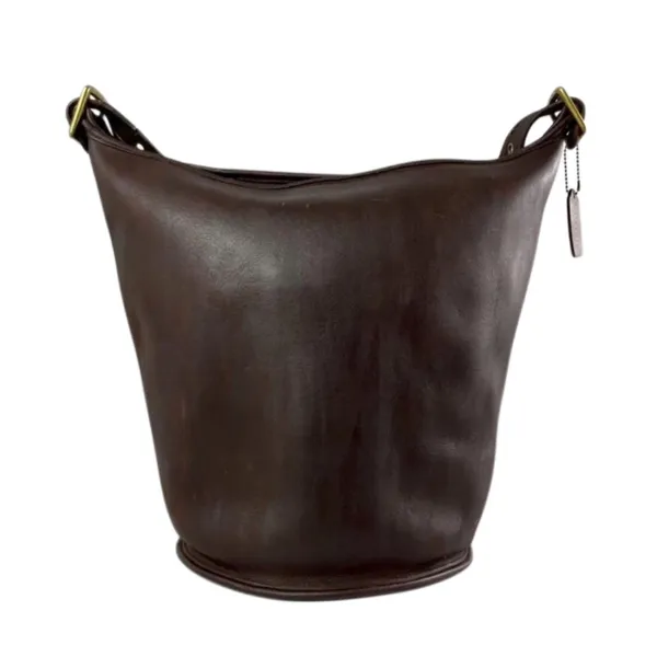 VINTAGE COACH Mahogany Leather Duffle Sac XL Crossbody Bucket Bag USA 9085 COA - Image 10