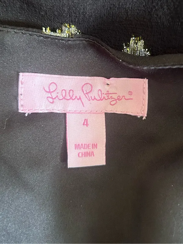 Lilly Pulitzer Carolina Tunic Mini Dress‎ Silk Metallic Size 4 - Image 4