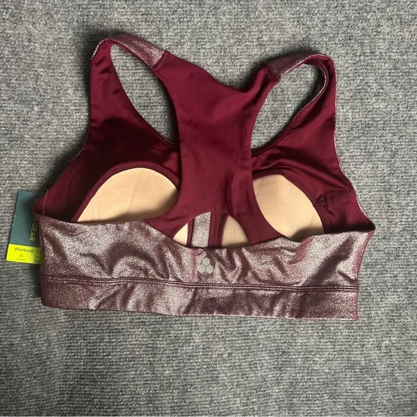 Tek Gear Women's Workout Athletic Sporty Zip Front Racerback Sports Bra Sz L - Image 4