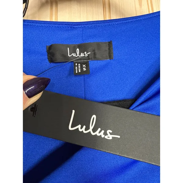 NWT Lulus Enticing Darling Royal Blue Asymmetrical Ruched Maxi Dress Gala Sz XS - Image 7