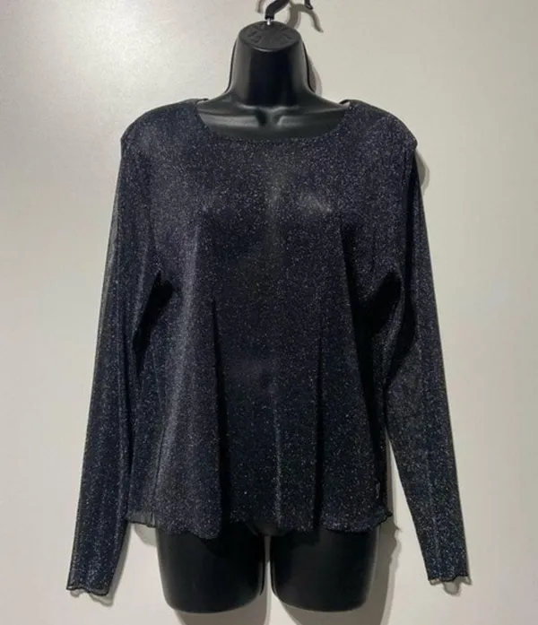 Victorias Secret Glitter Mesh Sheer Sparkly Metallic Long Sleeve Top Size Large - Image 4