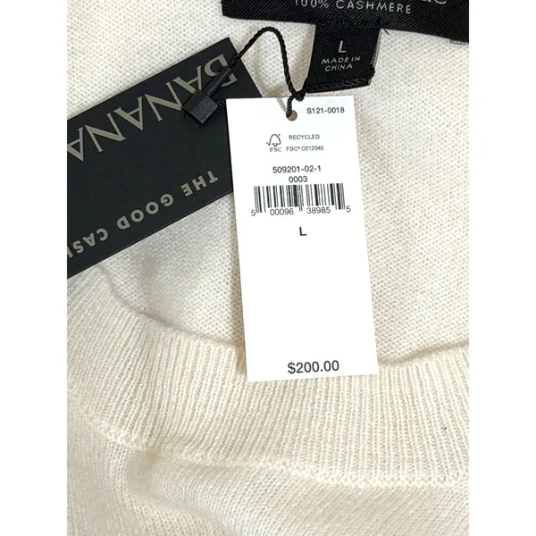 Banana Republic Womens 100% Cashmere Sweater‎ Drop Shoulder Pocket Large NEW - Image 4