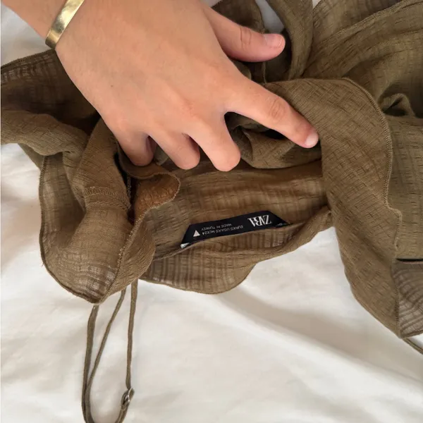 Zara Olive Textured Blouse - Image 2