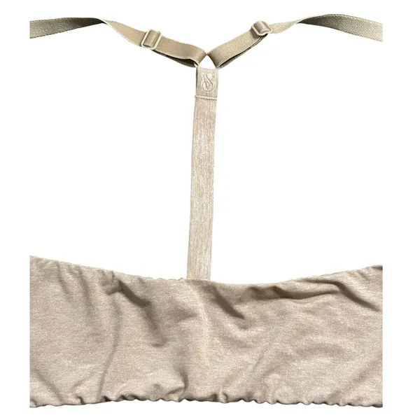 Victorias Secret Racerback Semi Demi Bra Front Closure Beige 34DD Champagne - Image 5