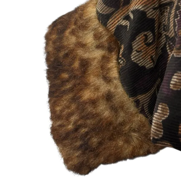 Vintage‎ 90s Y2K Black Rivet Women Brown Paisley Jacket Size Large Faux Fur Trim - Image 3