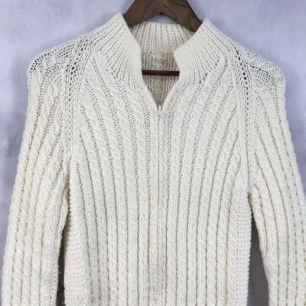 Chunky Cable Knit Sweater Womens S/M‎ Fisherman Handmade Heritage Alpine READ - Image 5