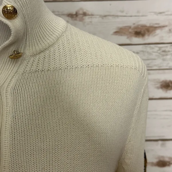 LRL Lauren Jeans Co classic old money ivory cotton mock neck sweater Size Large - Image 3