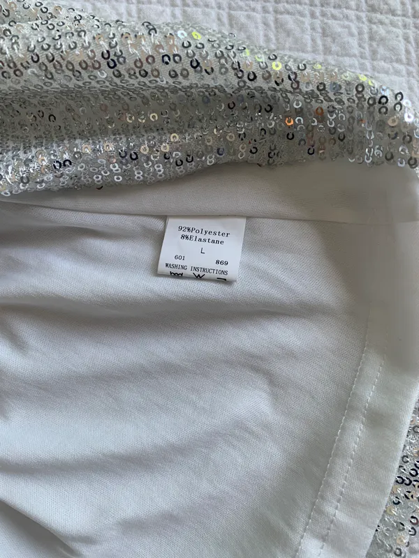 Sequin White Dress Size L - Image 4