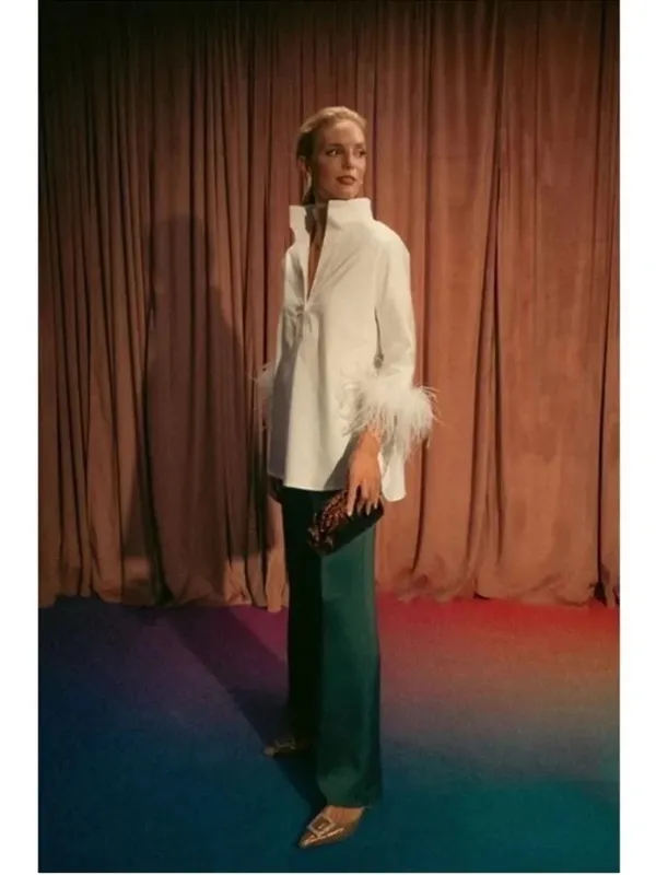 Tuckernuck • Erin Pants wide leg Deep Green dark trouser flat front satin twill - Image 3
