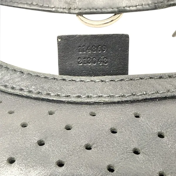 Gucci Reins Vintage Interlocking GG Perforated Leather Black Hobo Bag Purse - Image 14