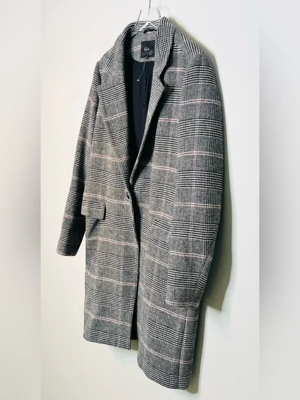 Rails Anders Charcoal Plaid Pink Wool Blend Coat - Image 8