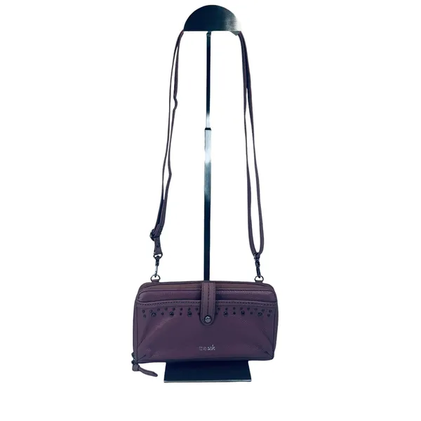 The Sak Leather Studded Wallet Crossbody‎ Purse Convertible Phone Bag Mauve - Image 2