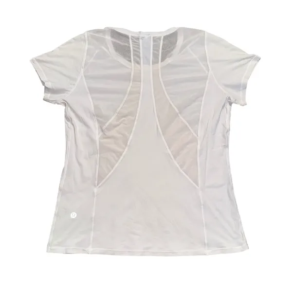 Lululemon Short Sleeve Athletic Top Womens Small White Excellent Mesh‎ Back Tee - Image 4