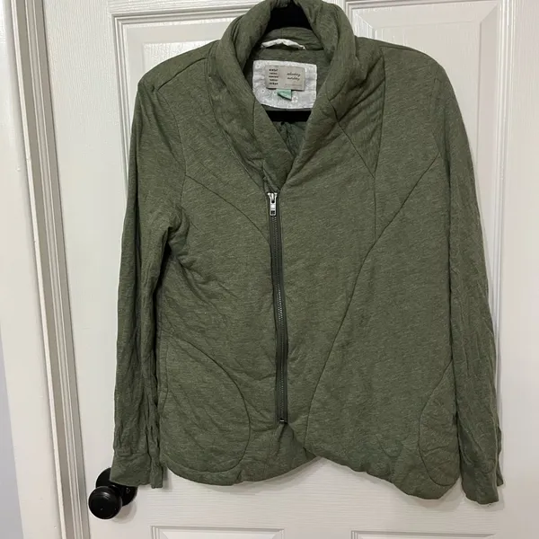 Anthropologie Saturday Sunday Homestead Green Quilted Zip-Up Jacket‎ Size Small - Image 3