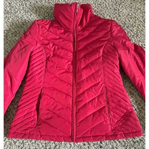 Kenneth Cole Reaction Women's Red Puffer Coat Size Medium‎ - Image 6