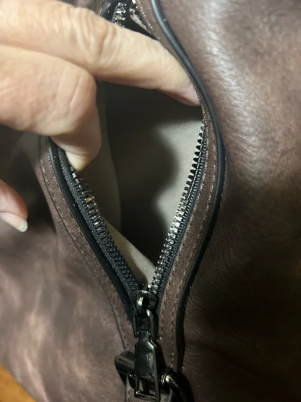 CLUCI Brown Satchel Top Handle Bag Detachable Adjustable Strap Zip Pockets - Image 4