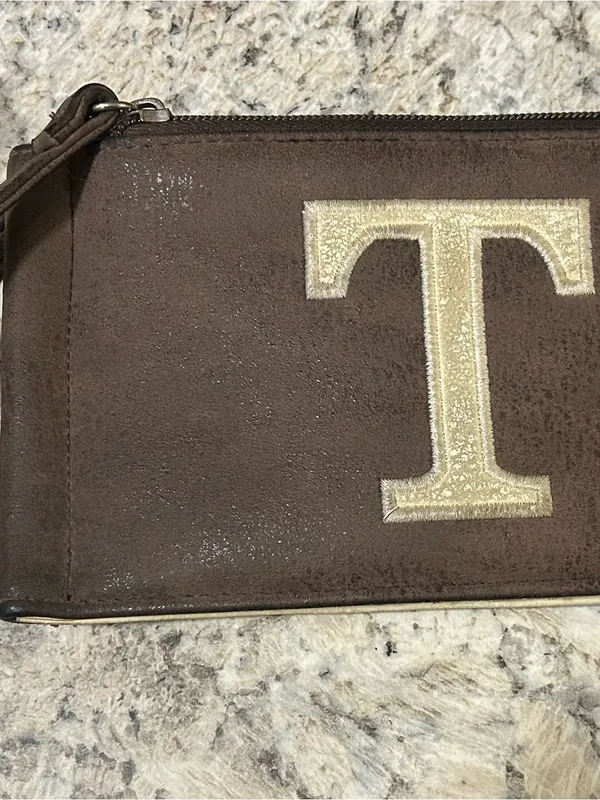 Brown Wristlet Wallet with Letter Accent - Image 2