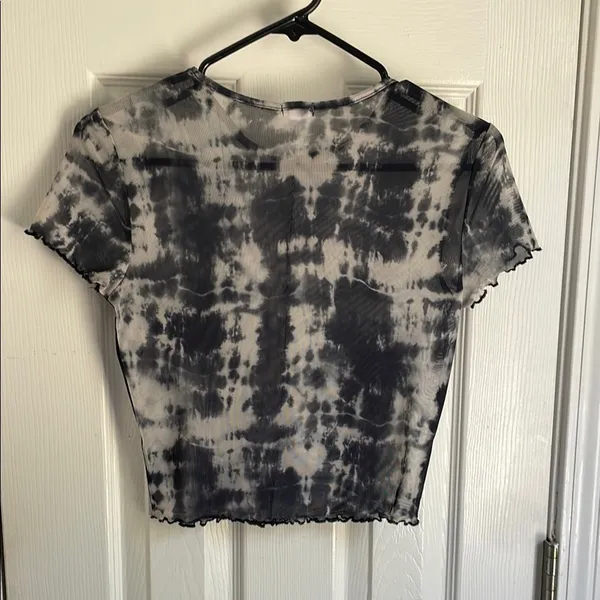 Garage Trendy Black and Gray Tie-Dye Women's Mesh Top - Image 3