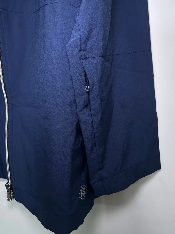 Easy Stretch Long Sleeve Zip-Front Hoodie Blue Medical Scrub Jacket - Image 4