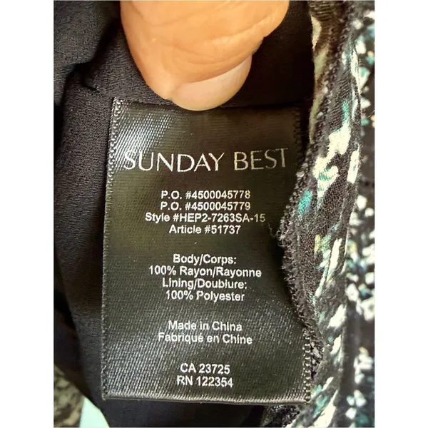 Aritzia Sunday Best Zelda Mini Skirt, Size 2, Black w/ White and Blue Flowers - Image 5
