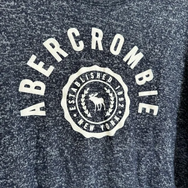Abercrombie‎ & Fitch Blue Soft & Stretchy Long Sleeve Logo Shirt Medium - Image 3