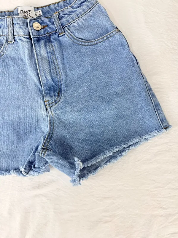 Princess Polly Womens Light Wash Denim High-Waisted Frayed Hem Shorts Size 2 - Image 11