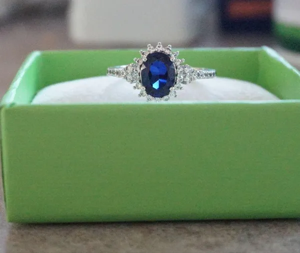 Lab created blue sapphire sterling silver ring - Image 5