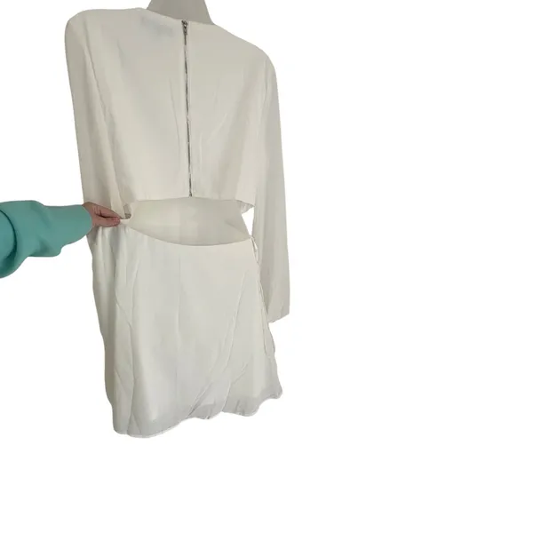Lulu’s White Garden Bliss Long Sleeve Cutout Mini Dress XL Cocktail Bridal Party - Image 7