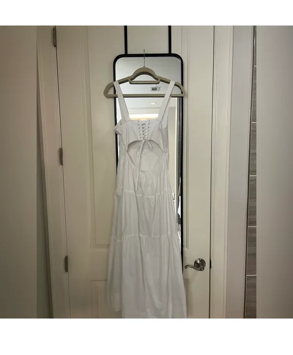A.L.C. Lily Lace-Up Back Midi Dress White ALC Frank Cotton 6 - Image 3